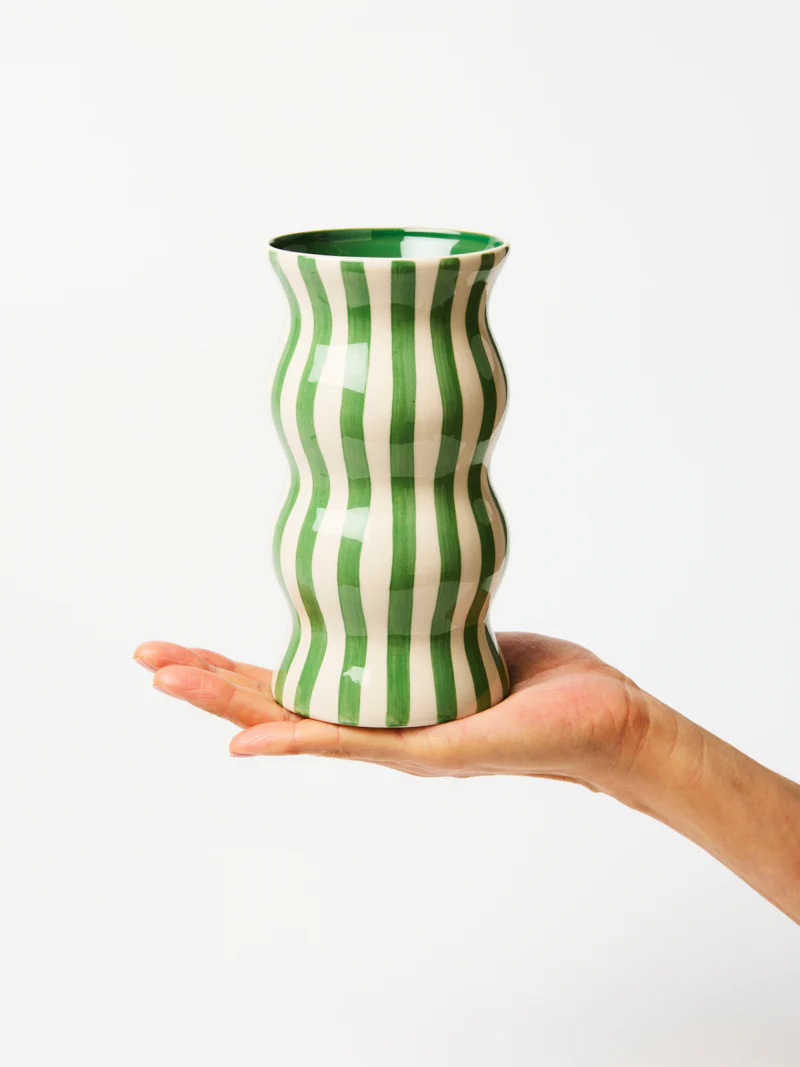 PALMA GREEN STRIPE VASE - Image 3