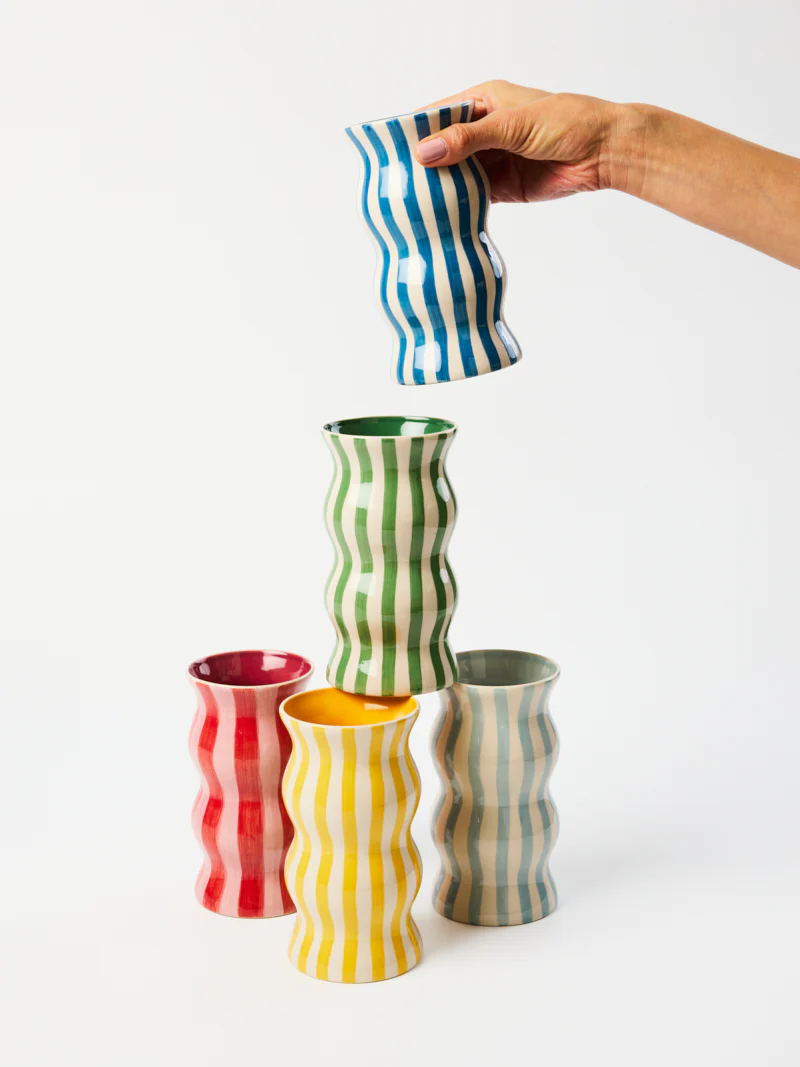 PALMA PALE BLUE STRIPE VASE - Image 4