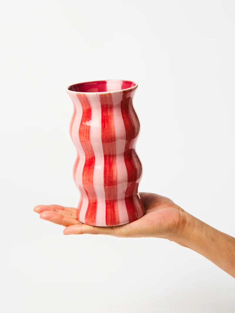 PALMA RED PINK STRIPE VASE - Image 2